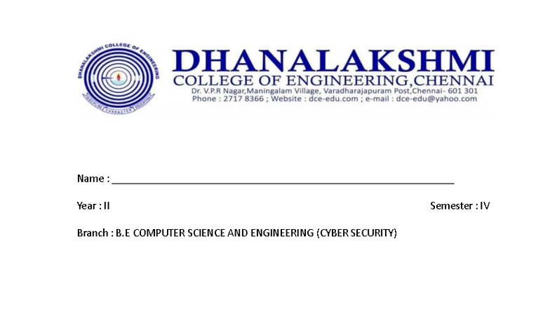CB3412 Database Management System & Security Lab Record - Studocu