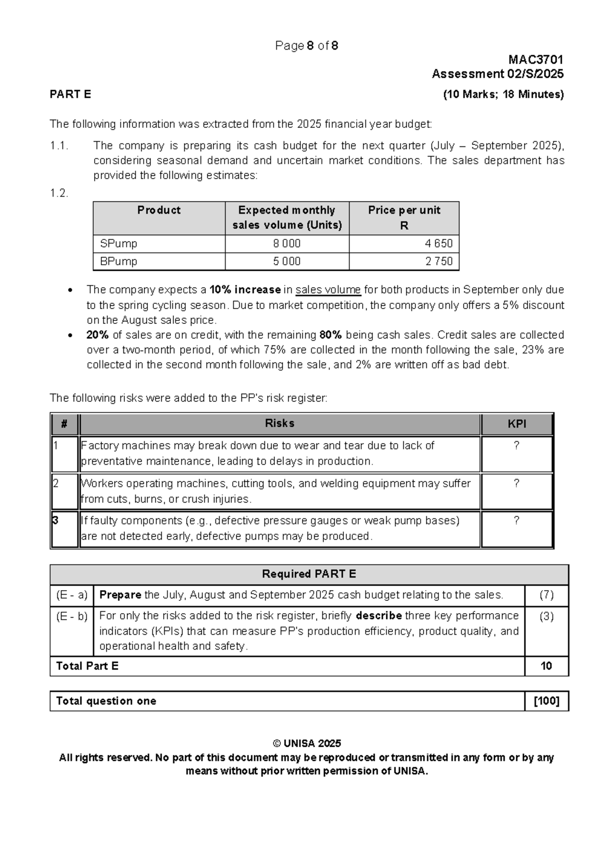 MAC PART E - practice questions - Page 8 of 8 MAC Assessment 02/S ...