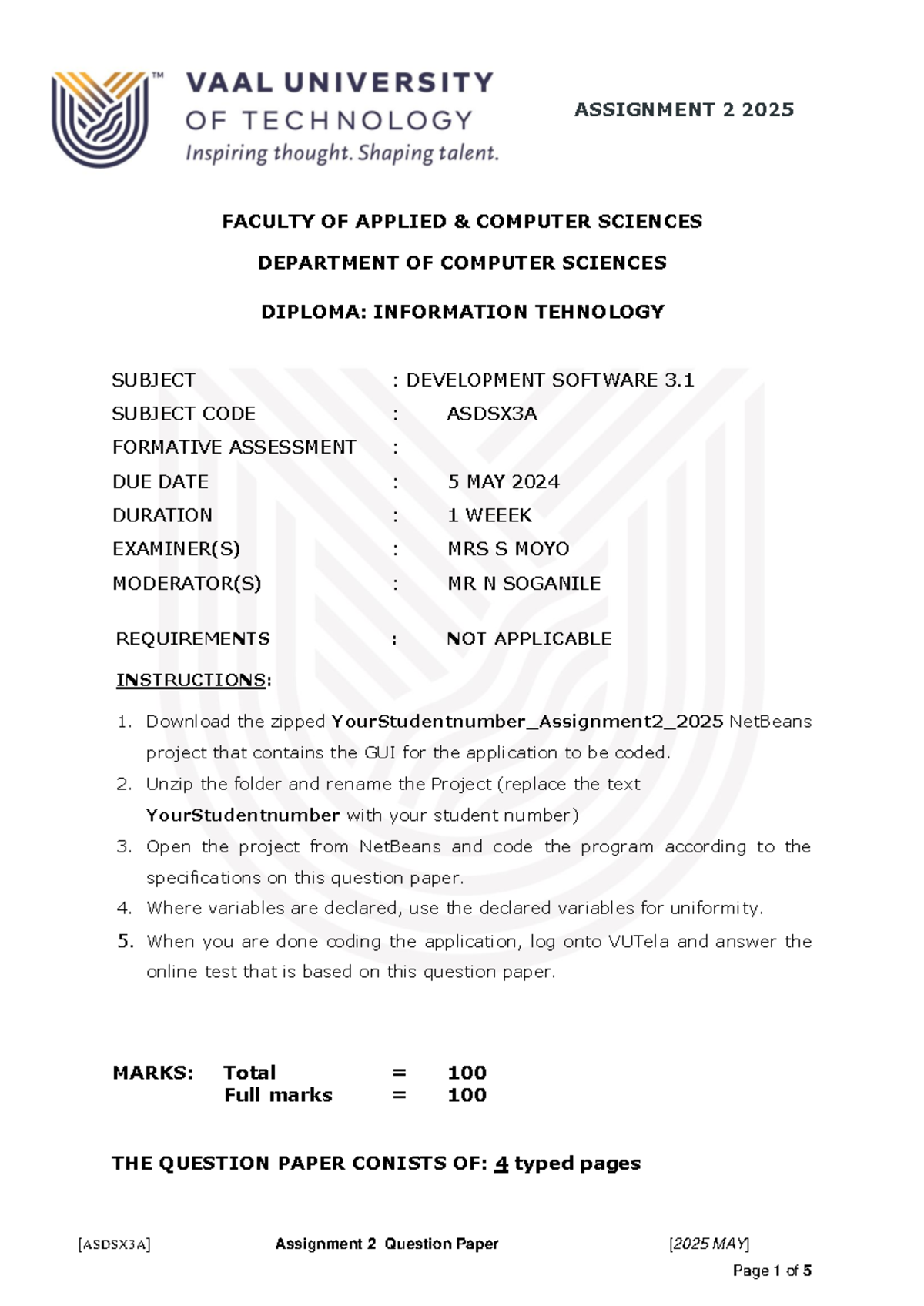 Asdsx3A Assignment 2 - Software Development Project 2025 - Studocu