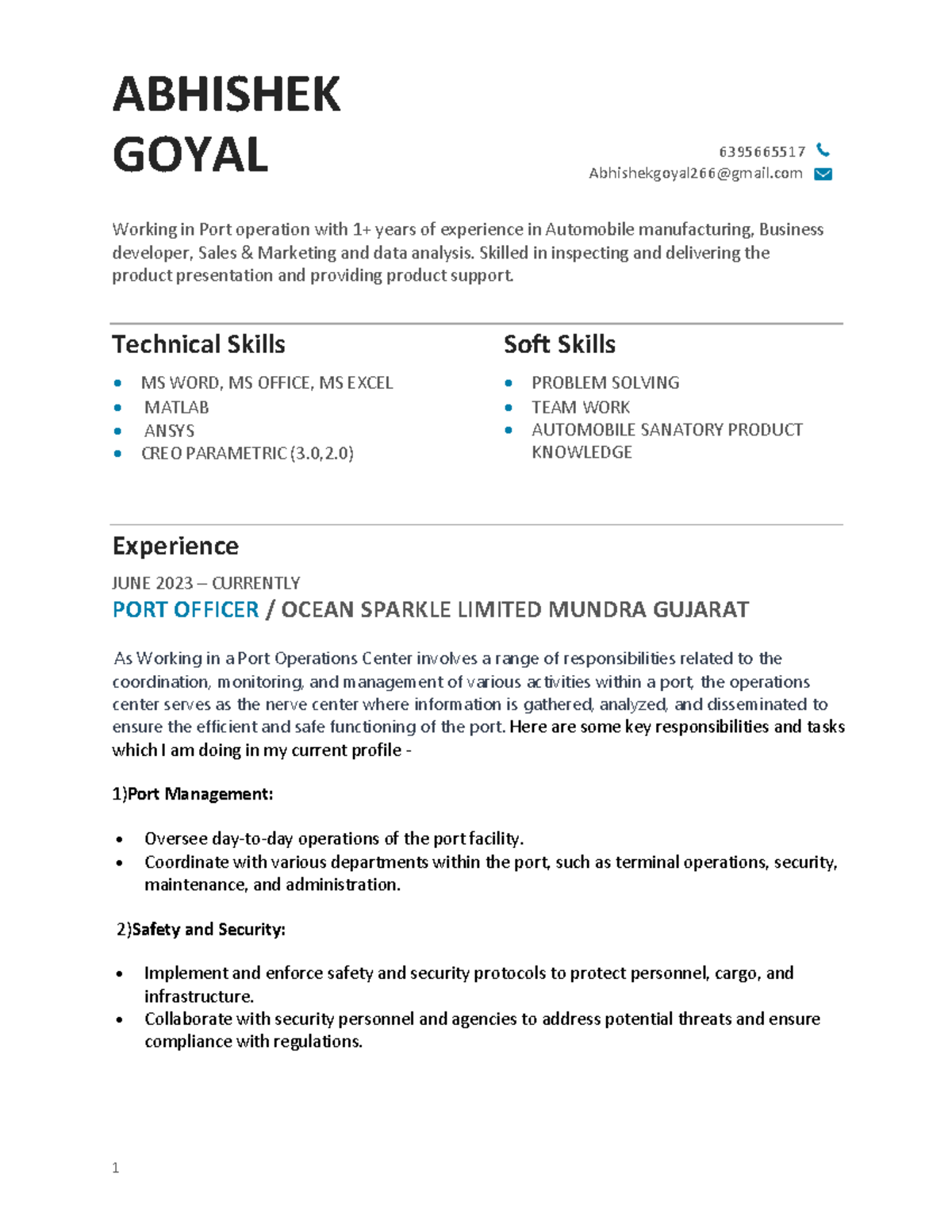 Abhishek resume 1 - i want to learn further. - ABHISHEK GOYAL Working ...