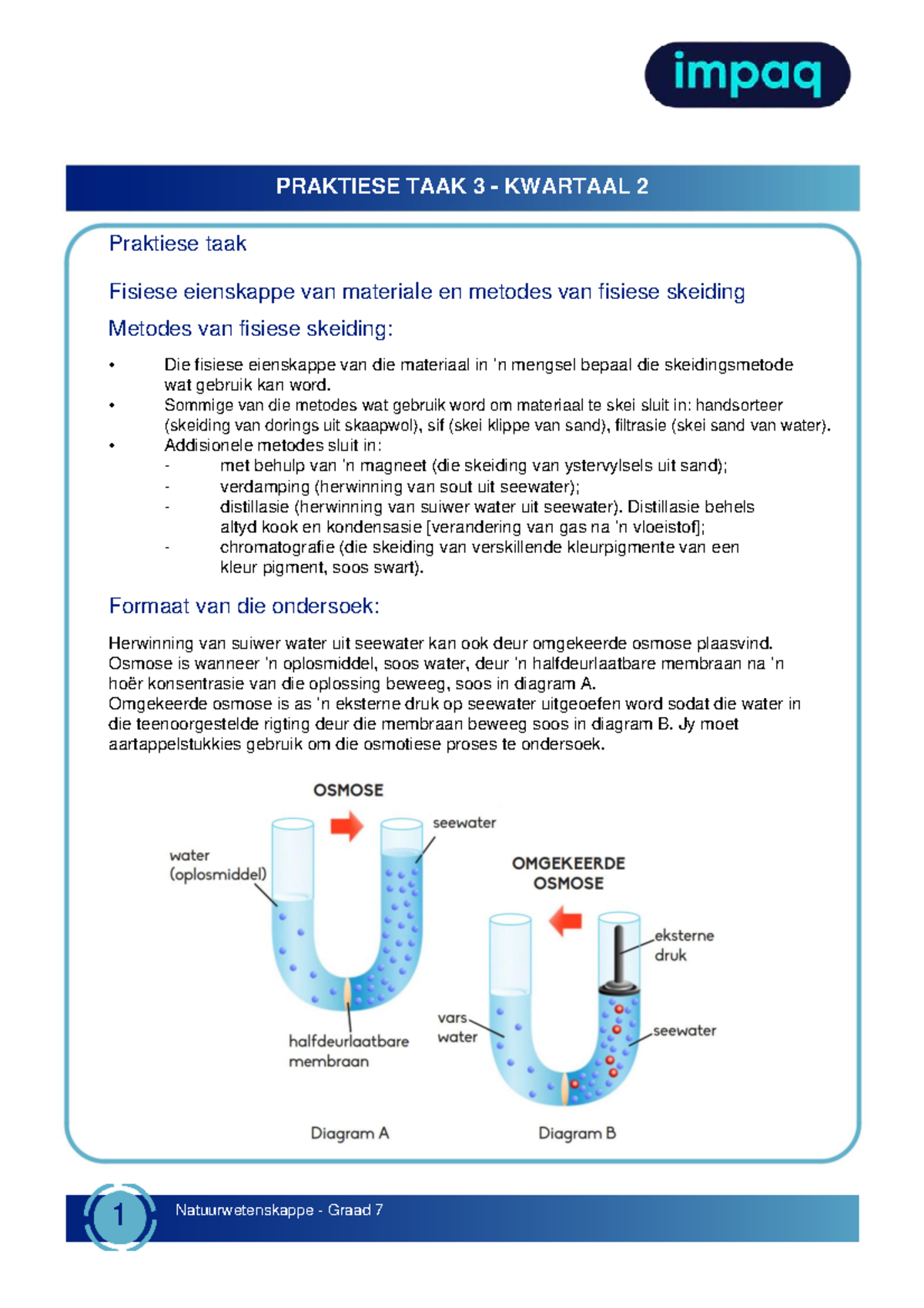 Praktiese Taak 3: Fisiese Eienskappe en Skeidingsmetodes - Graad 7 ...