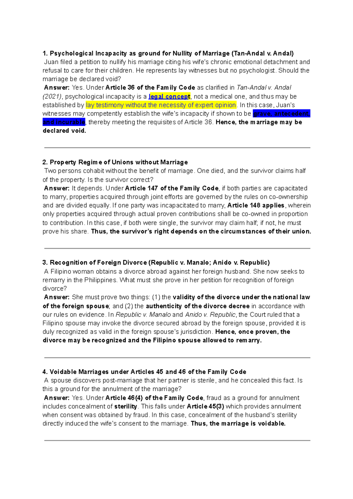 Psychological Incapacity and Family Law Issues: A Comprehensive ...