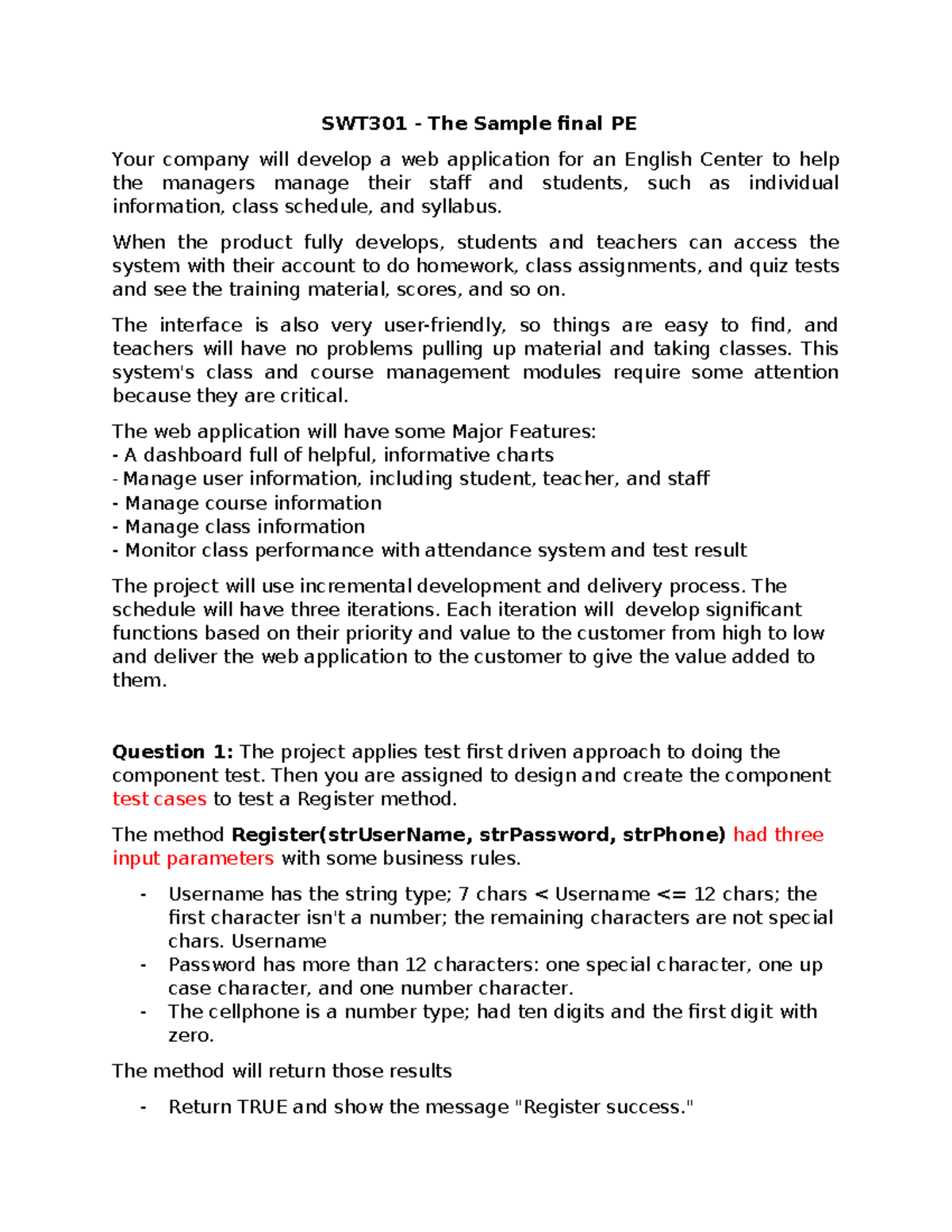 SWT301 Sample Final Project Evaluation - Web App for English Center ...