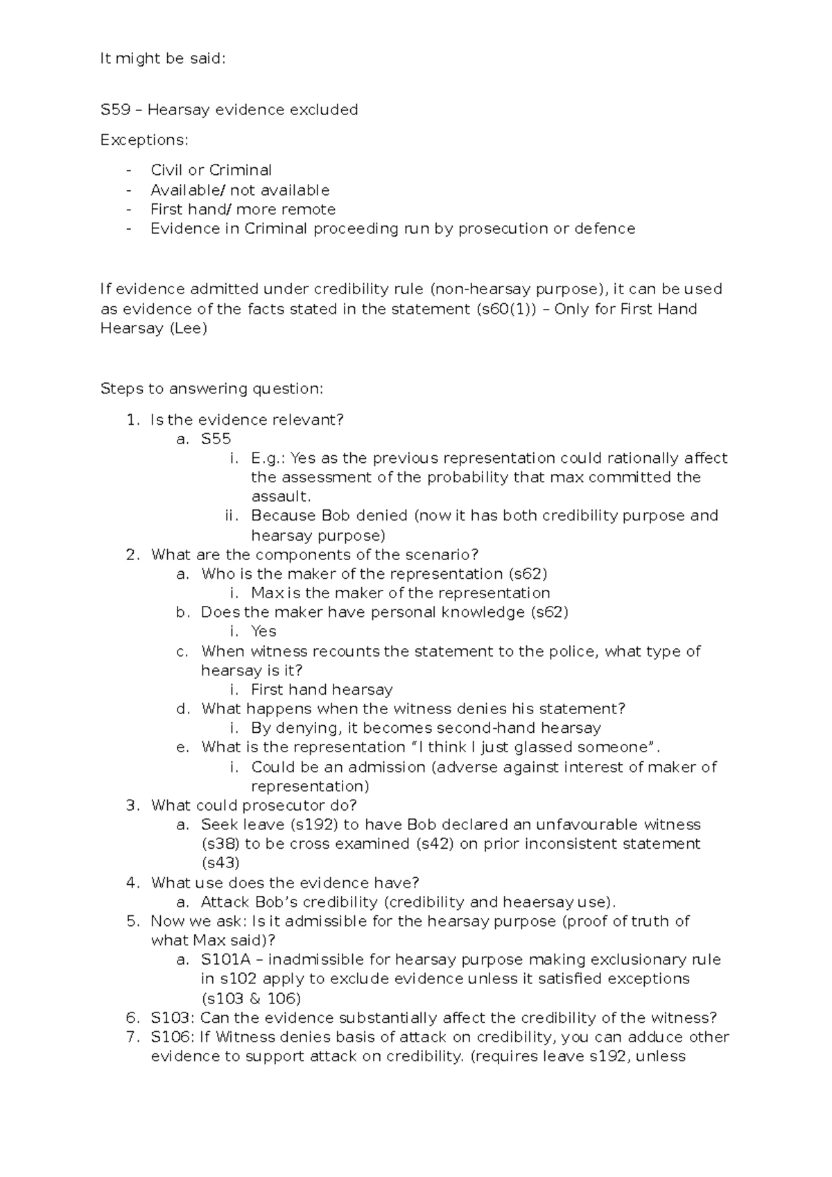 Evidence Tutorial Notes Week 9: Lee v The Queen Analysis - Studocu
