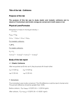 Newton's Second Law Lab Report - Title : Newton’s Second Law Purpose of ...