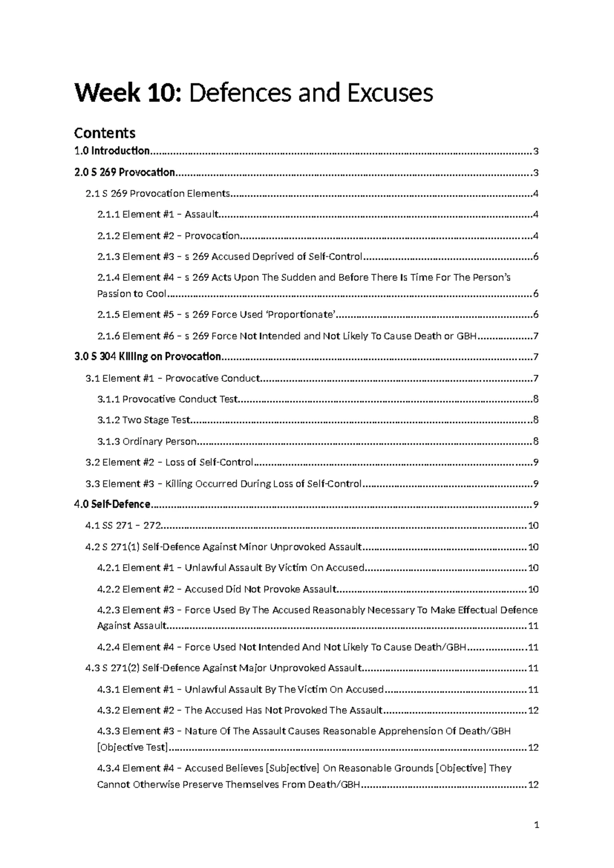 Week 11: Defences and Excuses in Criminal Law (Course Code) - Studocu