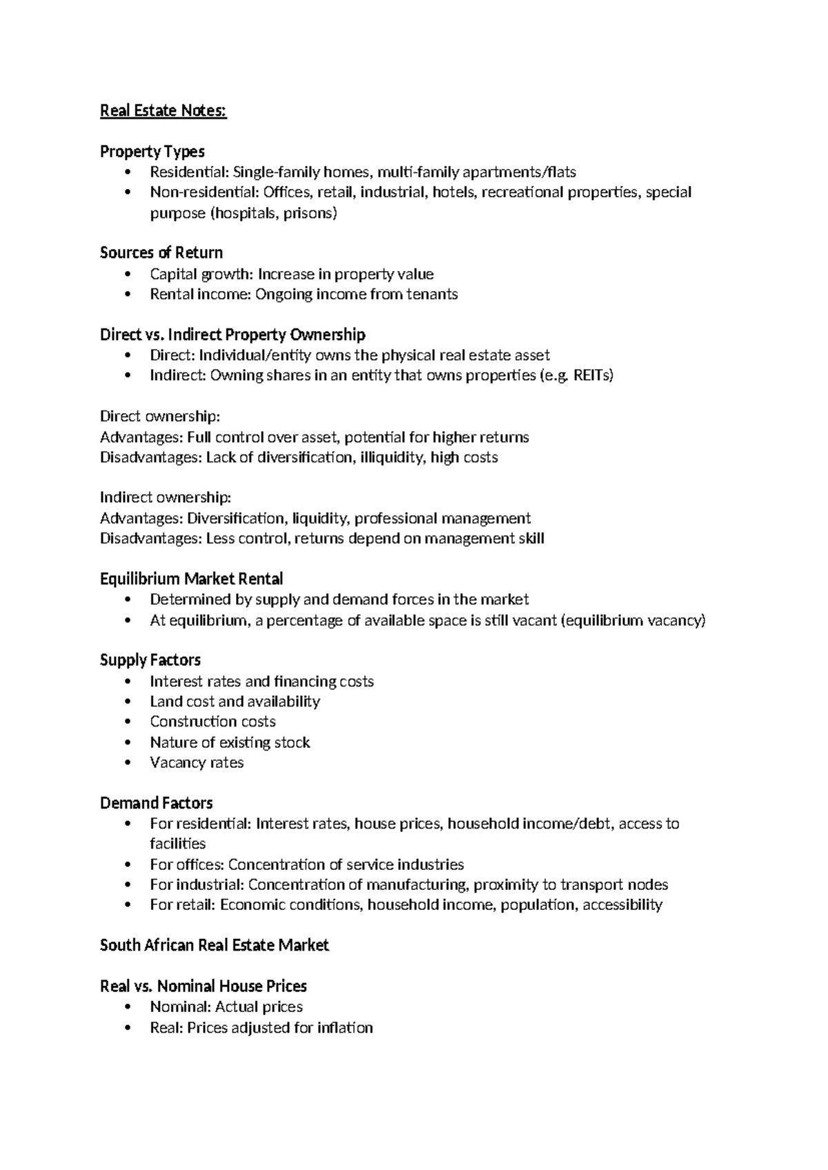 Alternative Investments Notes - Real Estate Notes: Property Types ...