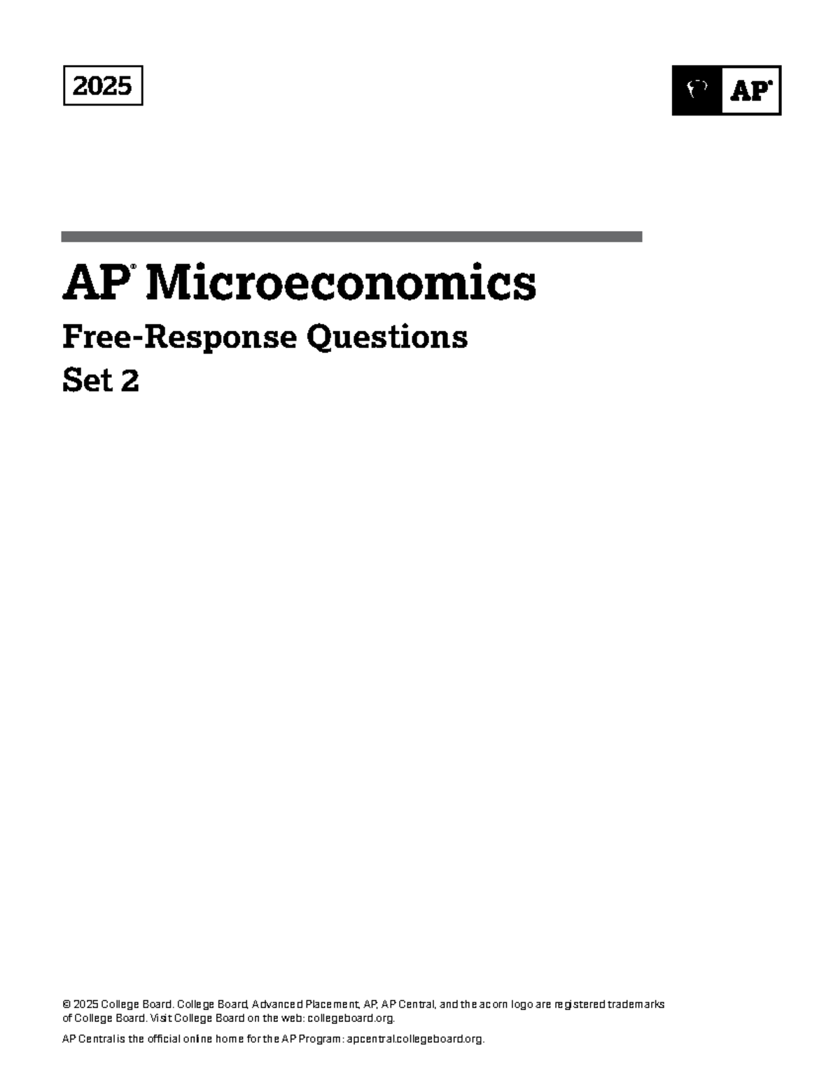AP Microeconomics 2025 Exam Questions Set 2 - Studocu