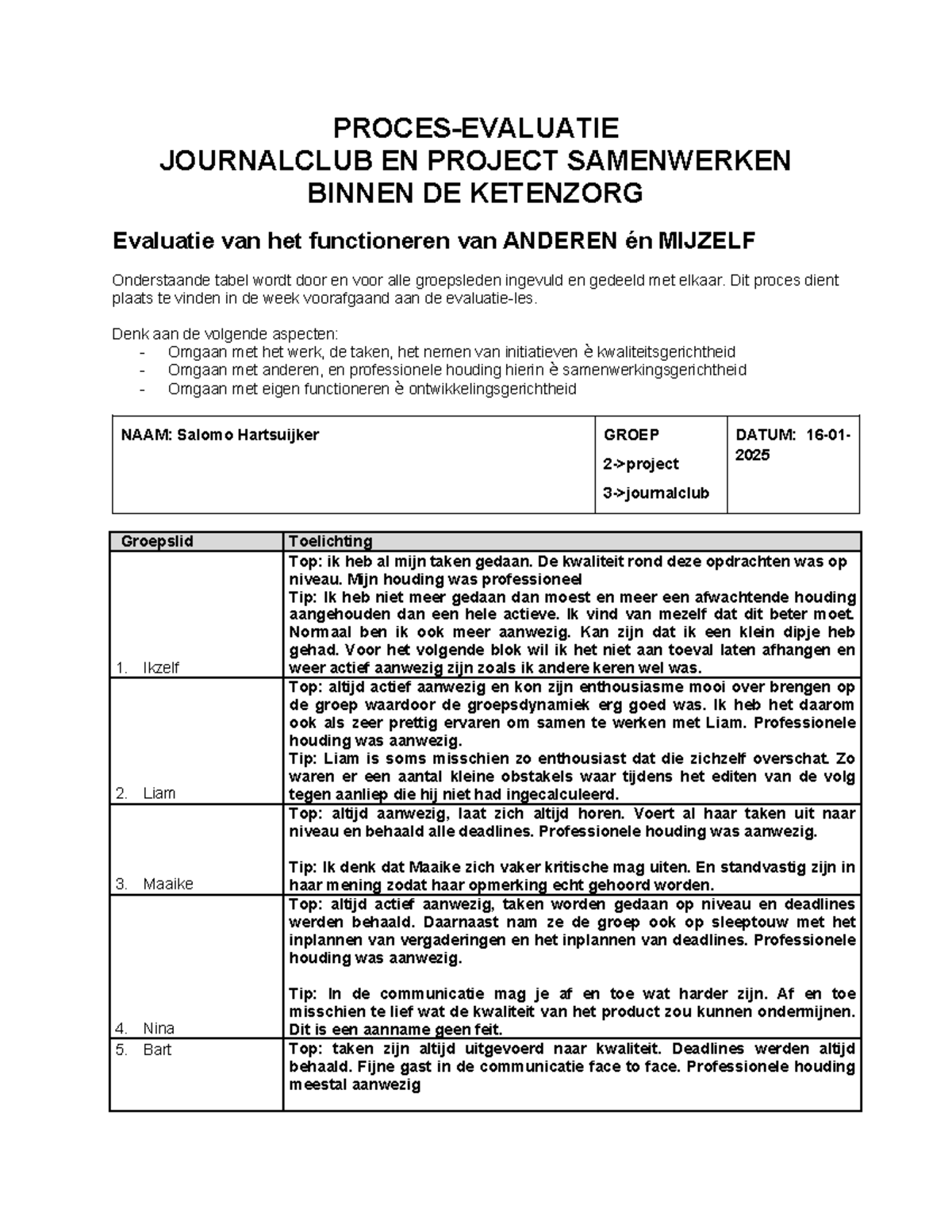 Evaluatie van Samenwerking en Functioneren in Ketenzorg - Blok 2 ...