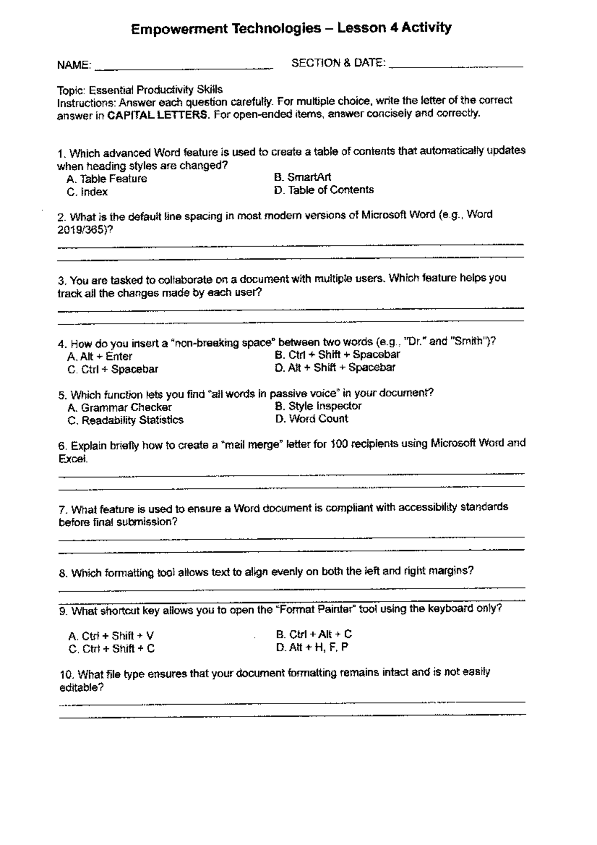 Empowerment Technologies (ET) Lesson 4 Activity Guide - Studocu