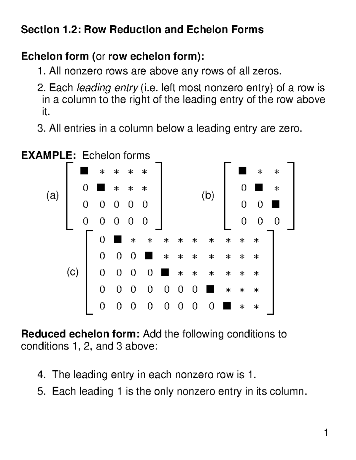 linear algebra David CLAY 1.2 - Section 1: Row Reduction and Echelon ...