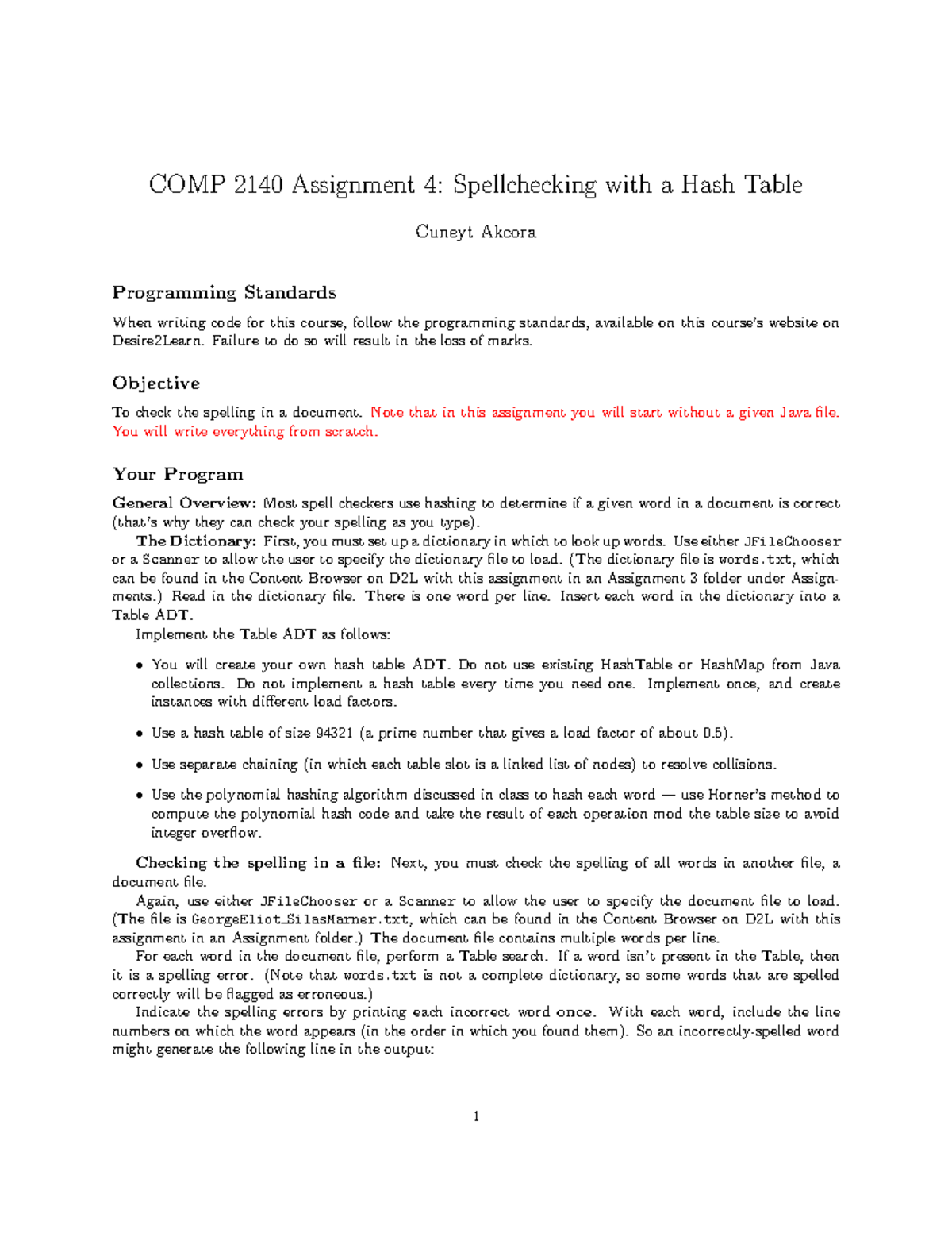 COMP 2140 Assignment 4: Spellchecking Implementation Guide - Studocu