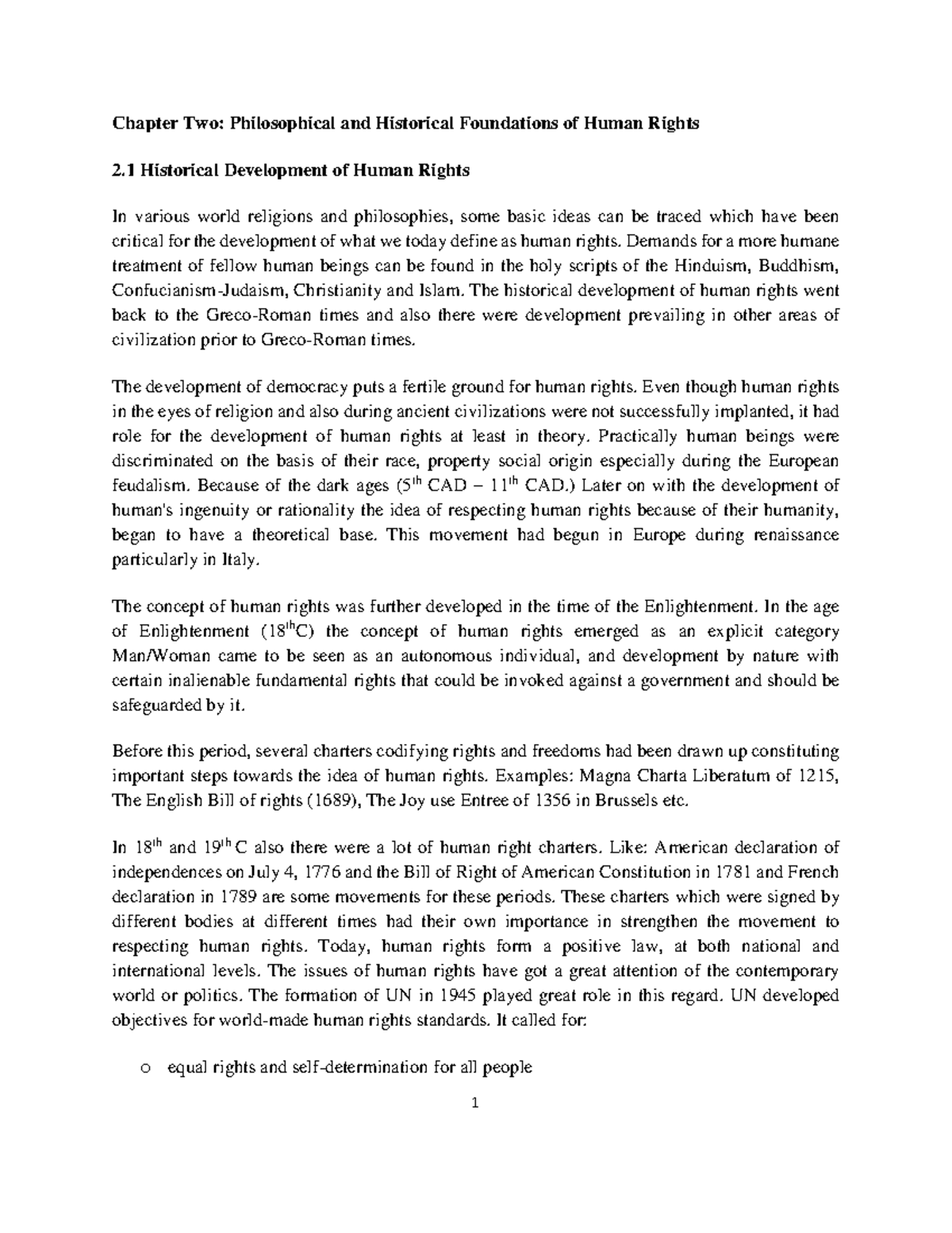 Chapter 2-1: Historical and Philosophical Foundations of Human Rights ...