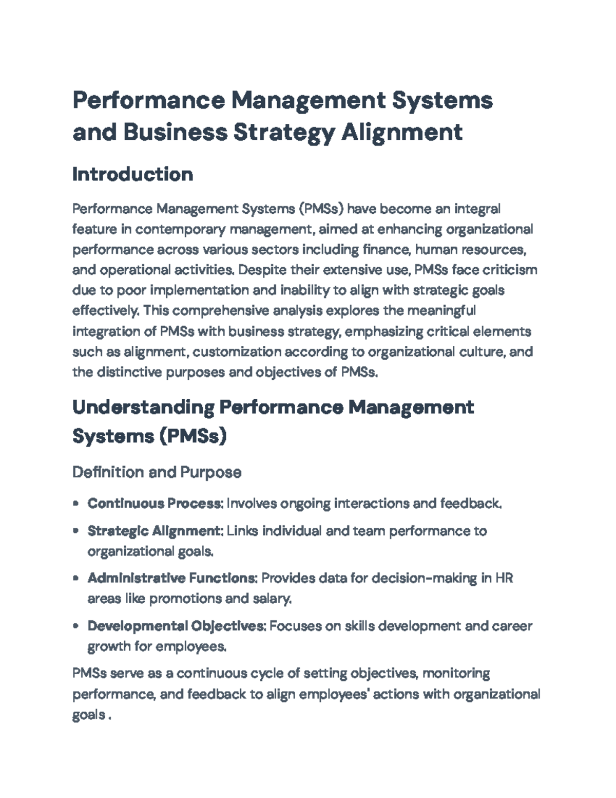 Performance Management Systems: Aligning Strategy for Success ...