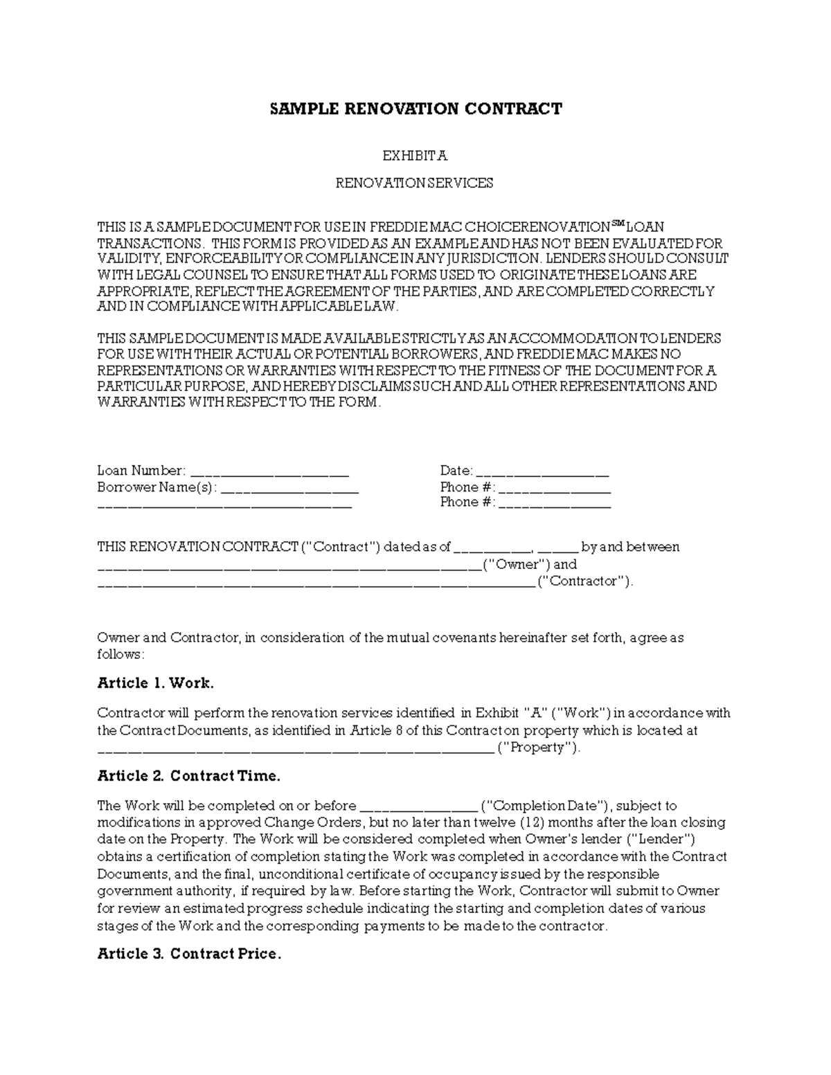 Renovation-contract - sample materials - SAMPLE RENOVATION CONTRACT ...