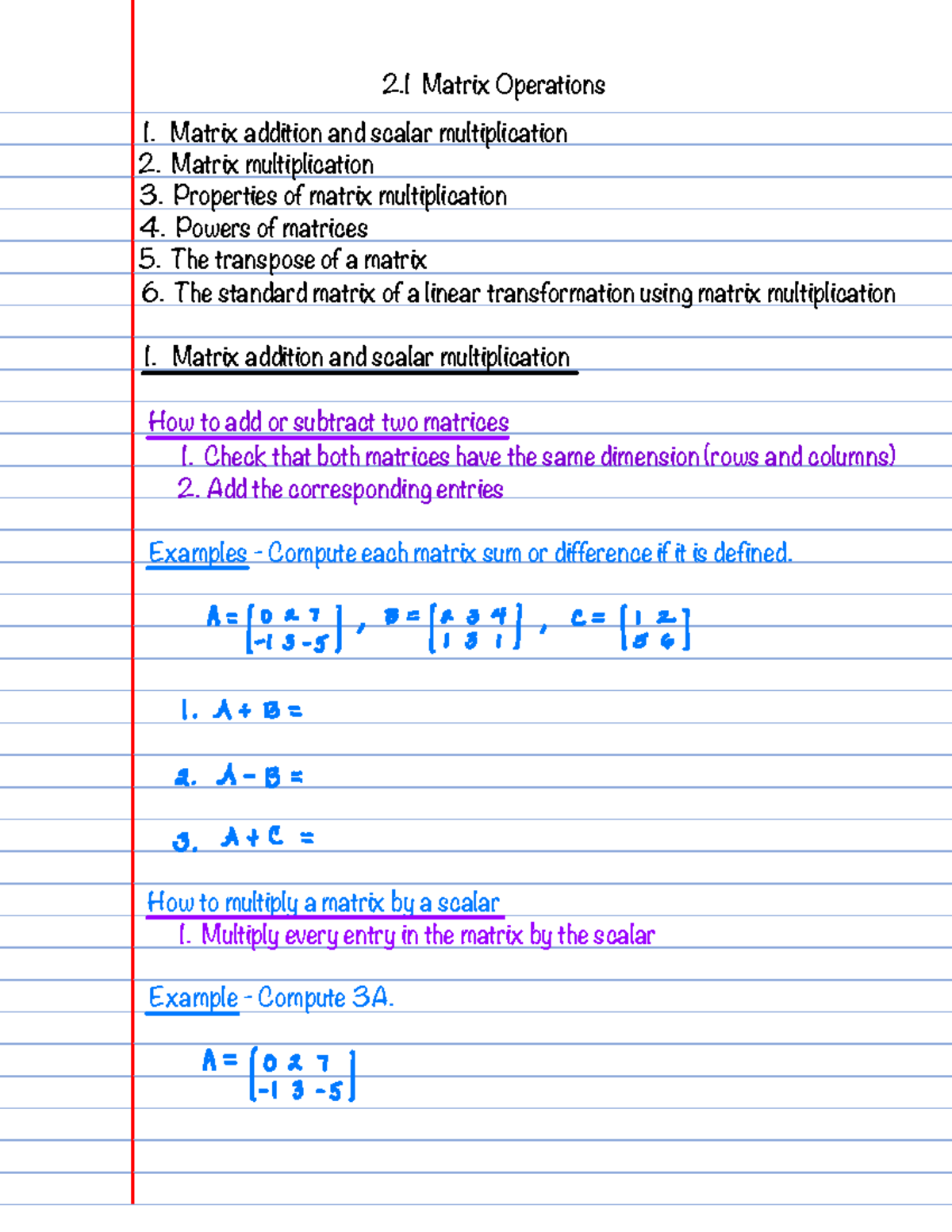 LAA2 - Matrix Operations: Addition, Multiplication, and Properties ...