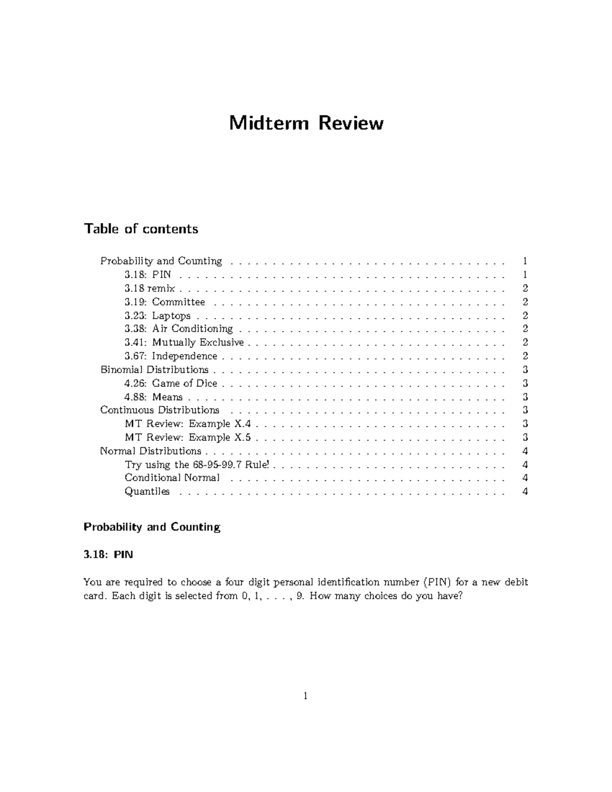 Midterm Review 2025: Probability and Counting Concepts - Studocu