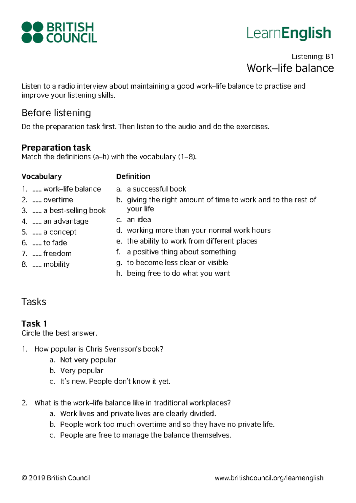 English Listening: Work-Life Balance Study Guide - Studocu