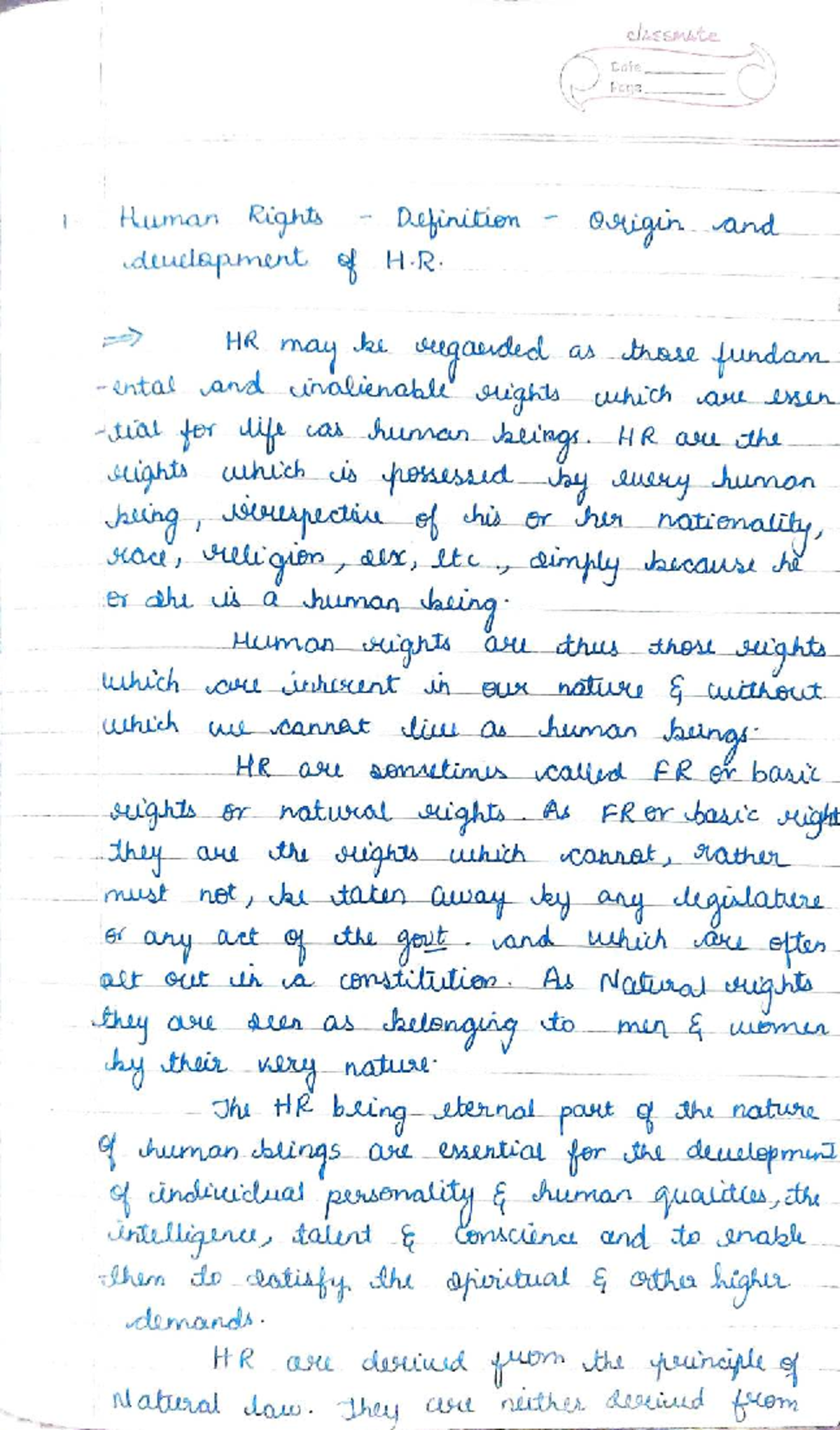 Human Rights Overview - Unit 1 Notes (HR 101) - Studocu
