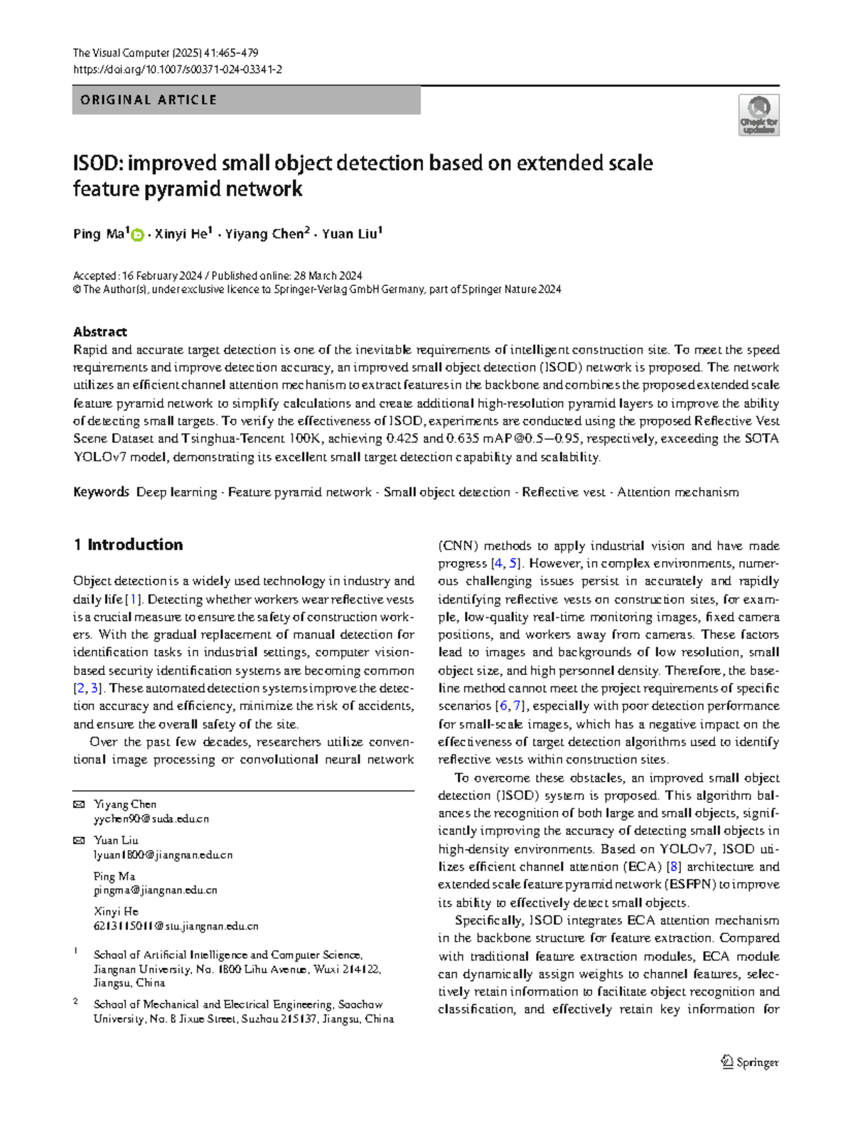 ISOD: Enhanced Small Object Detection Using Extended Scale Feature ...
