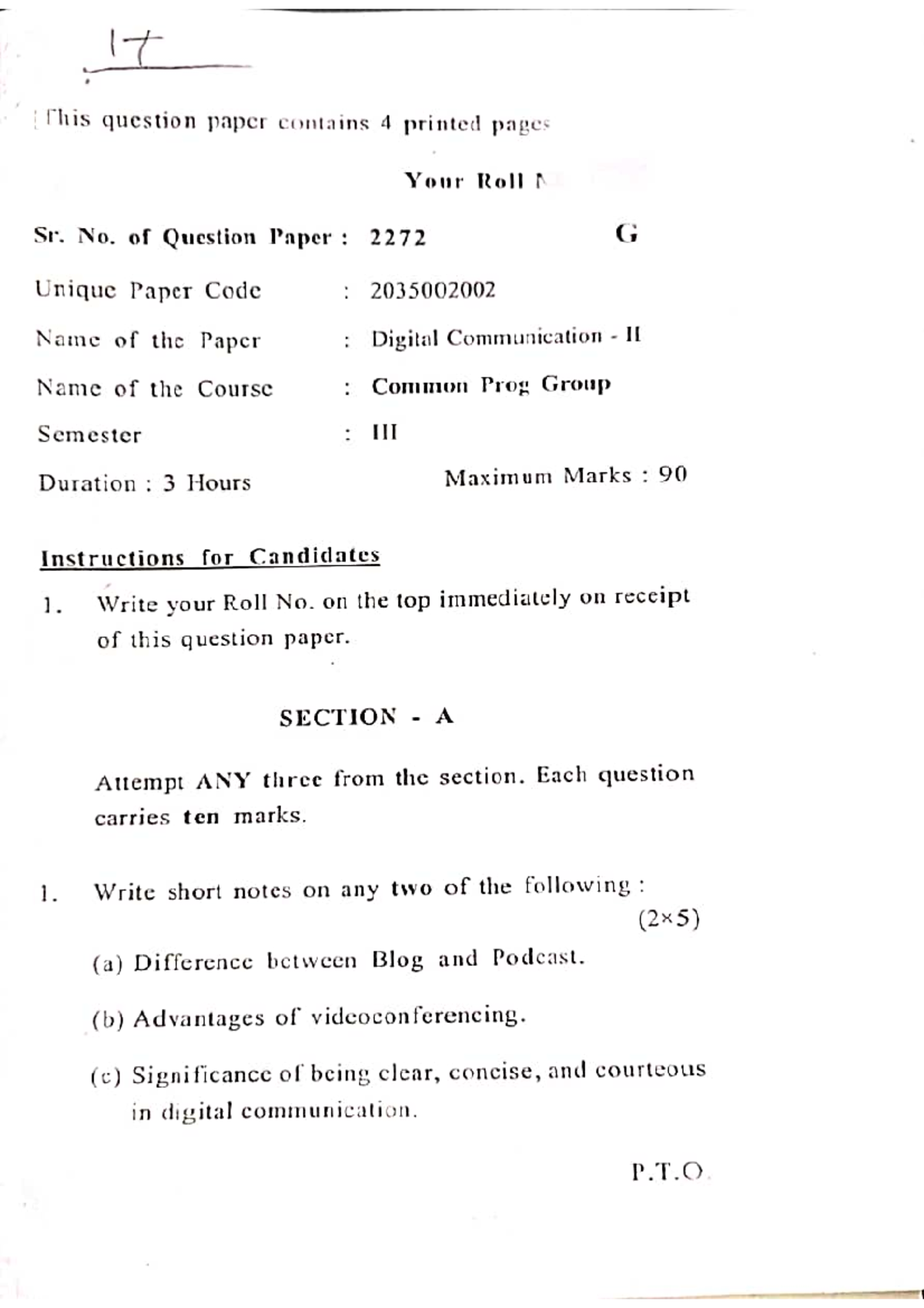 Digital Communication II (2035002002) Question Paper Analysis Report ...