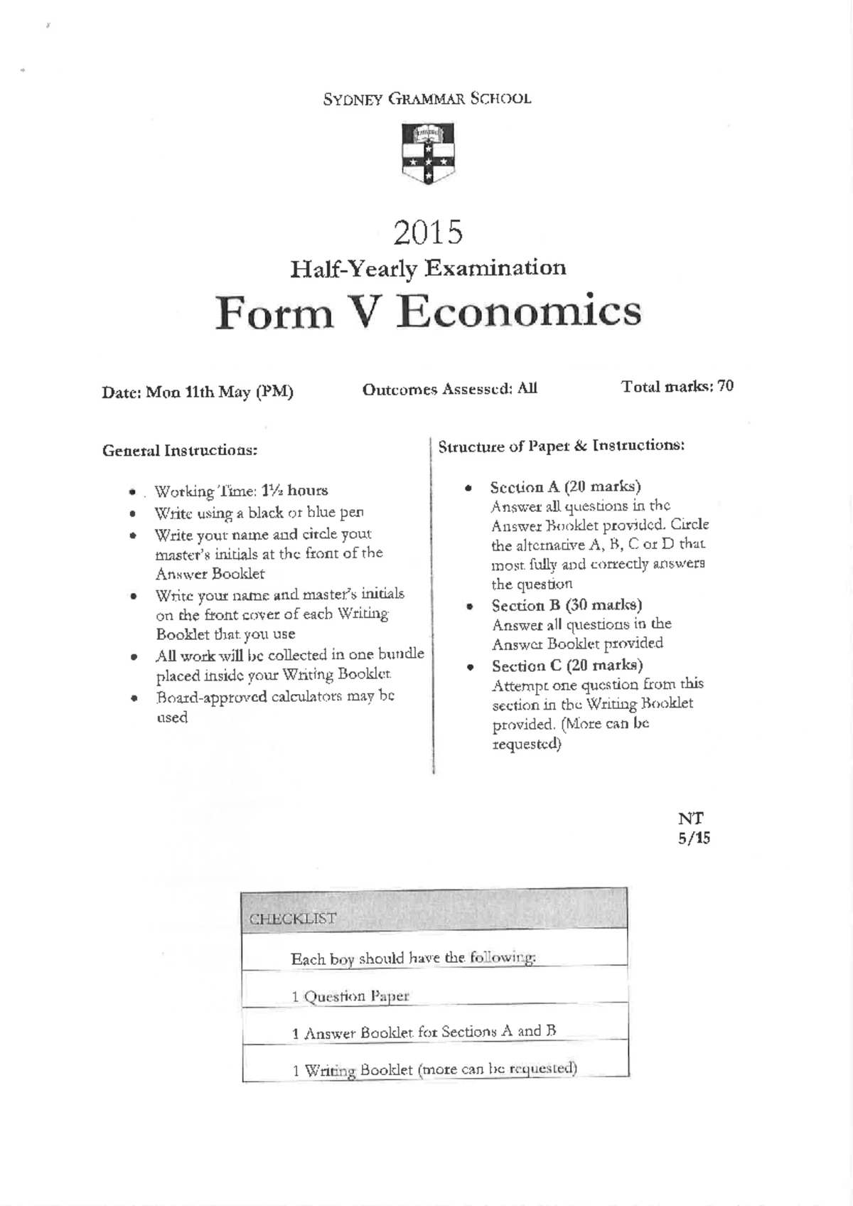 2018 HSC Economics - Yearly Exam Practice Paper - Studocu