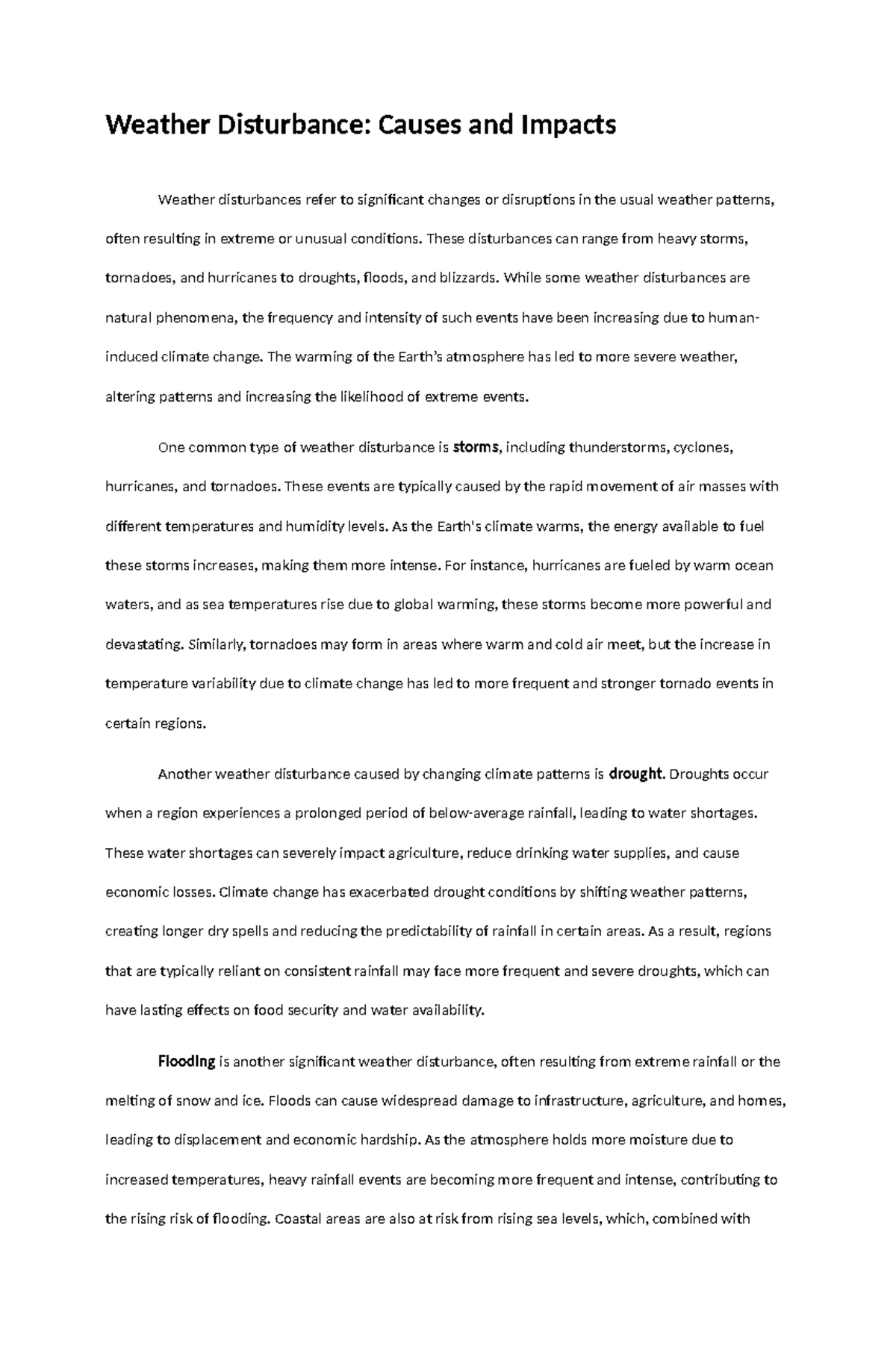 Climate Change - Essay on Global Impact and Mitigation Strategies - Studocu
