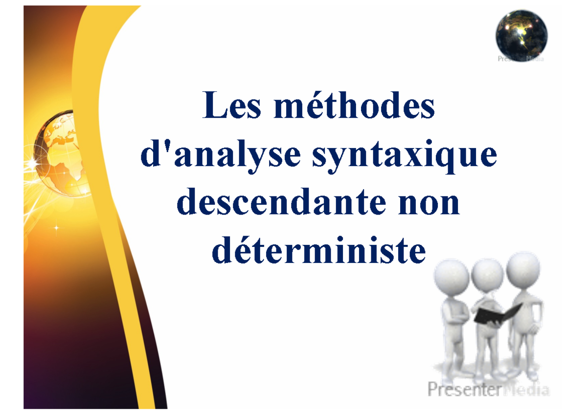 Analyse Syntaxique Parallele Retour Arr descente Recursive - Les ...