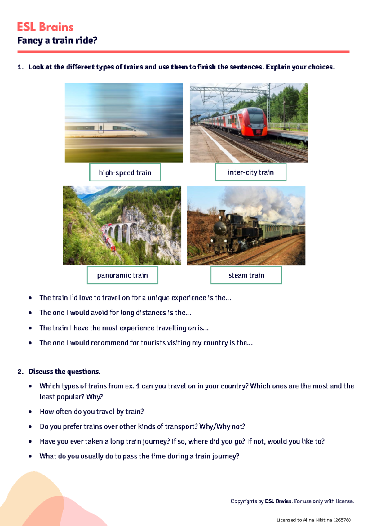 ESL Brains: Exploring Train Travel - Types, Experiences & Tips SV 0632 ...