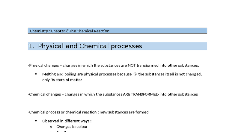 Chemistry 101: Chapter 6-7 Chemical Reactions & Calculations - Studocu