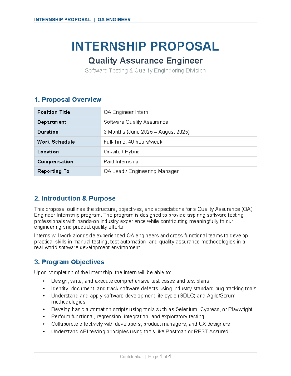 QA Internship Proposal (June 2025 - August 2025) - Studocu