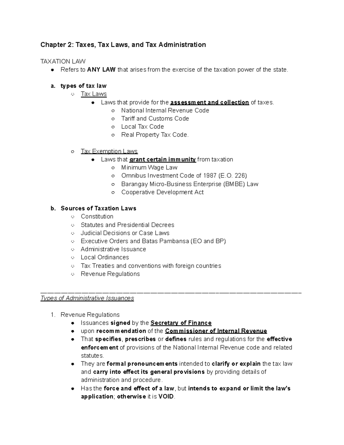 Chapter 2: Overview of Tax Laws and Administration in TAXATION LAW ...