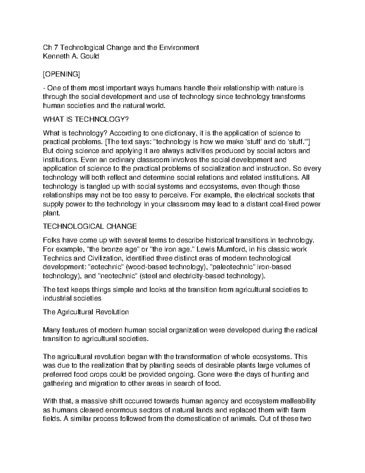 MBD brief notes on 20Lessons 3rd ed ch7 - Ch 7 Technological Change and ...