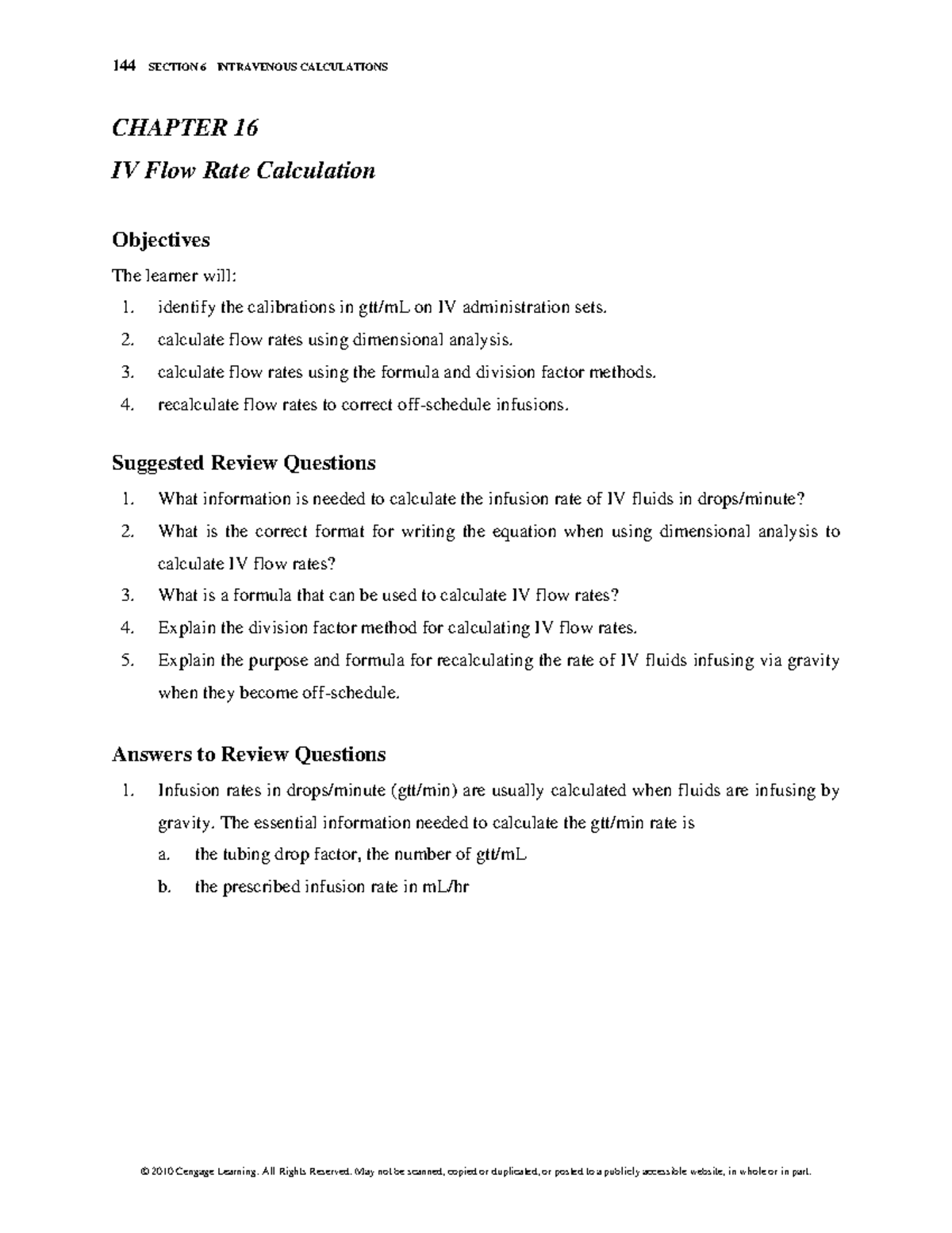 Chapter 16 IV Flow Rate Calculation for Intravenous Calculations - Studocu