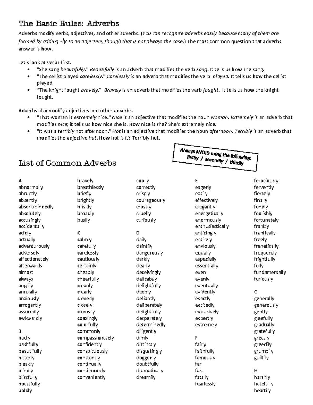 490247039 Adverbs Cheat Sheet: Essential Modifiers Explained - Studocu