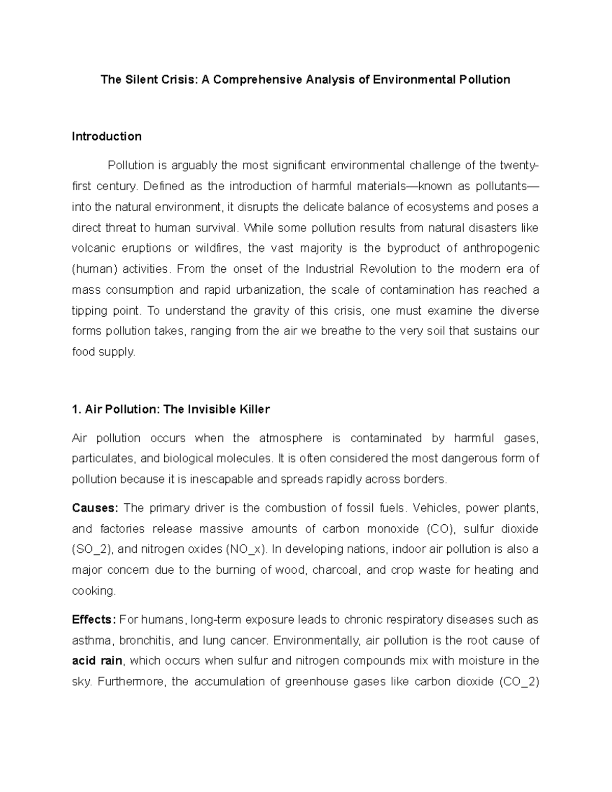 ENV 101: The Silent Crisis of Environmental Pollution Analysis - Studocu