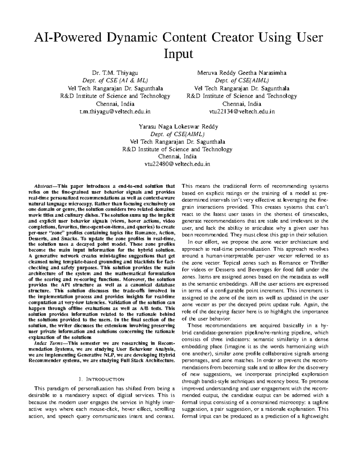 Dynamic Content Generator: User Behavior-Based Recommendations (CSE ...