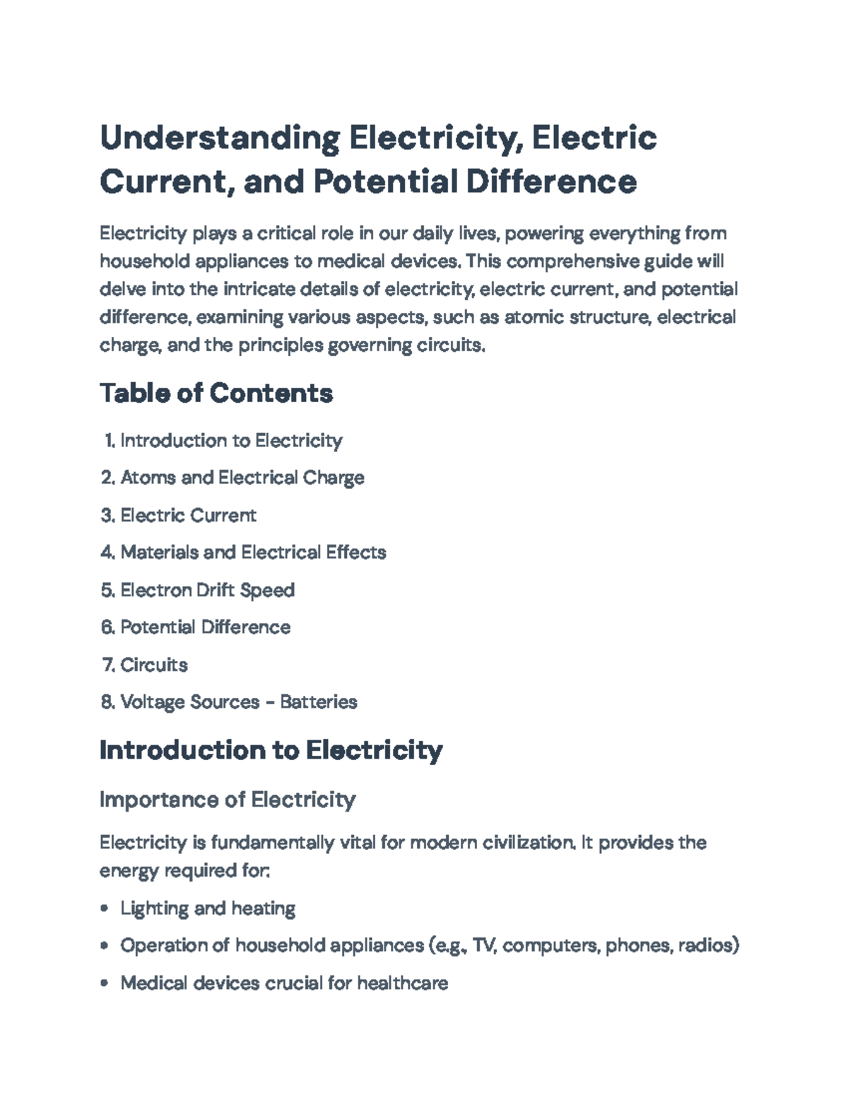 Understanding Electricity: Current, Charge, and Circuits (PHYS 101 ...