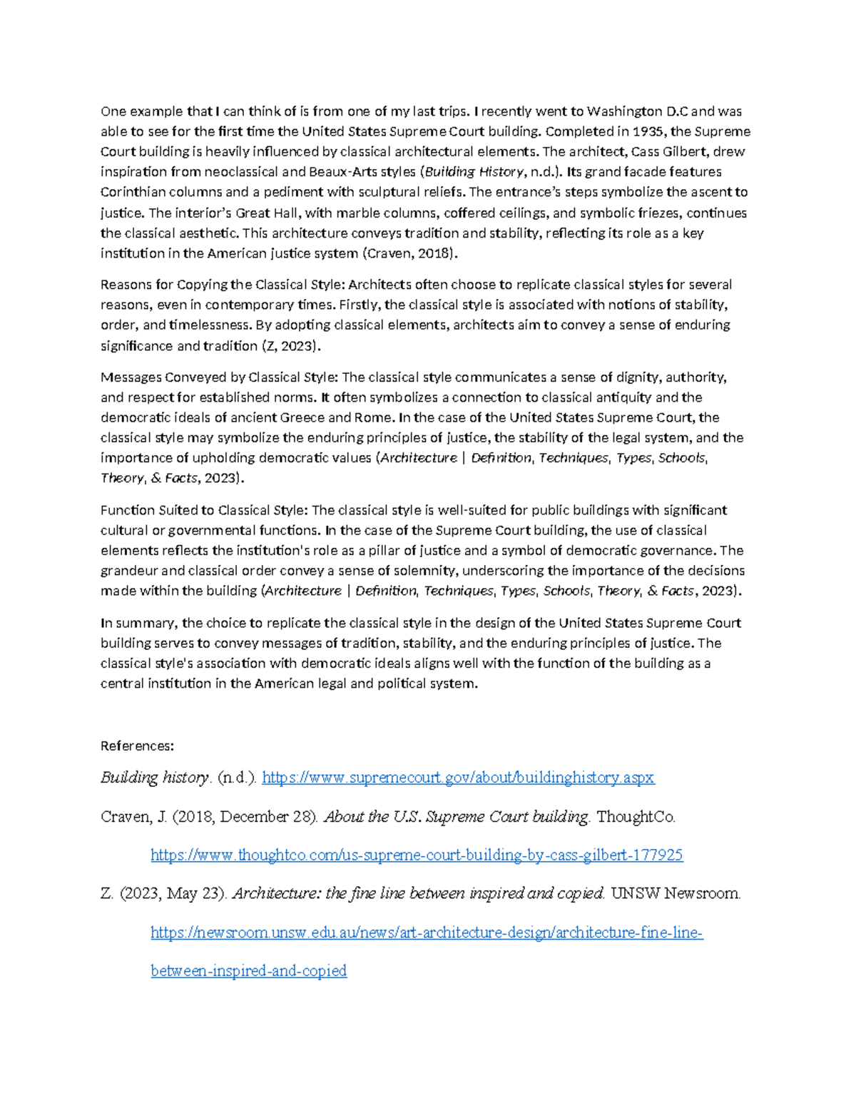 AHIST 1401 - Discussion Forum Week 2 - One example that I can think of ...