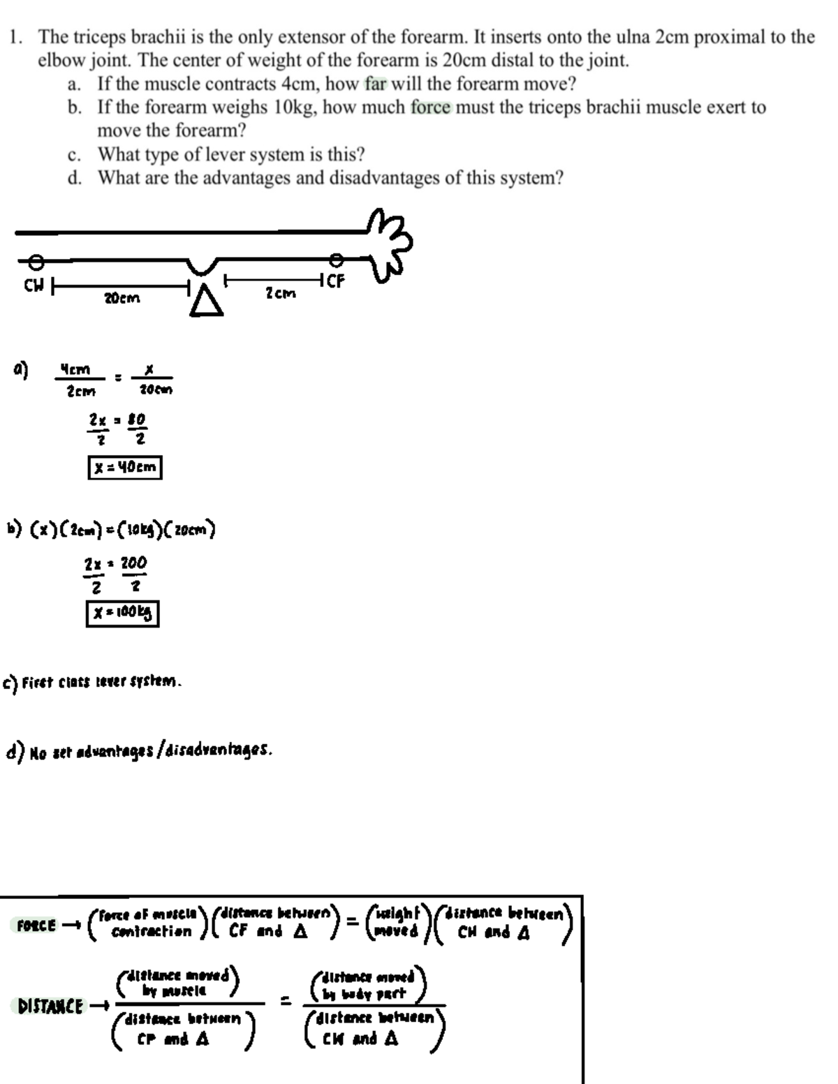 Lever System Practice Exercises and Solutions - Studocu