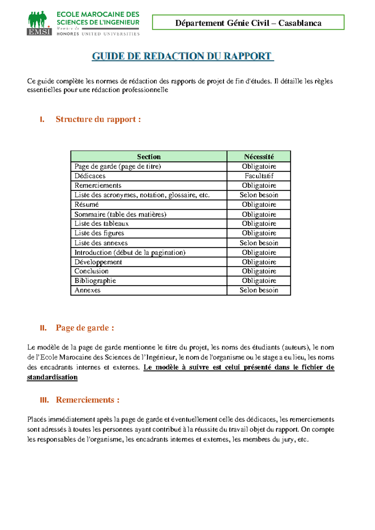 Guide DE Rédaction - Rapport Projet de Fin d'Études en Génie Civil ...