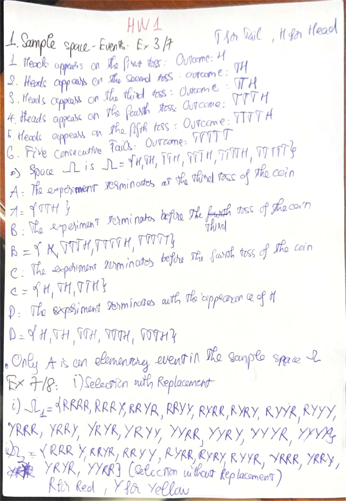 HW1: Sample Events and Probability Concepts in Statistics - Studocu