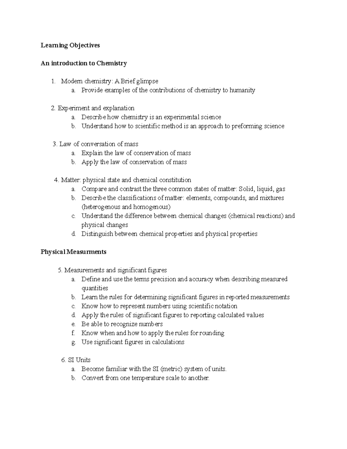 Chem 101 - Week 2 Lecture Notes on Chemistry Concepts and Measurements ...