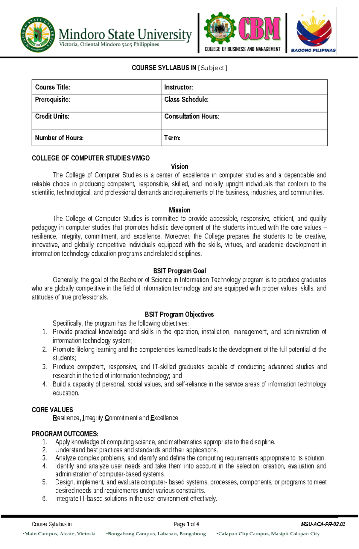 Course Syllabus IN - Contemporary World syllabi - COURSE SYLLABUS IN ...