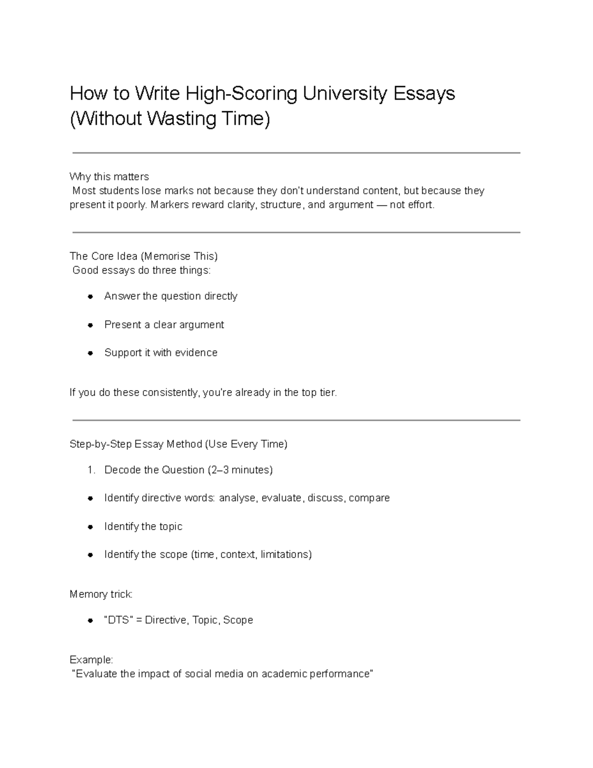 How to Write High-Scoring Uni Essays (Without Wasting Time) - Studocu