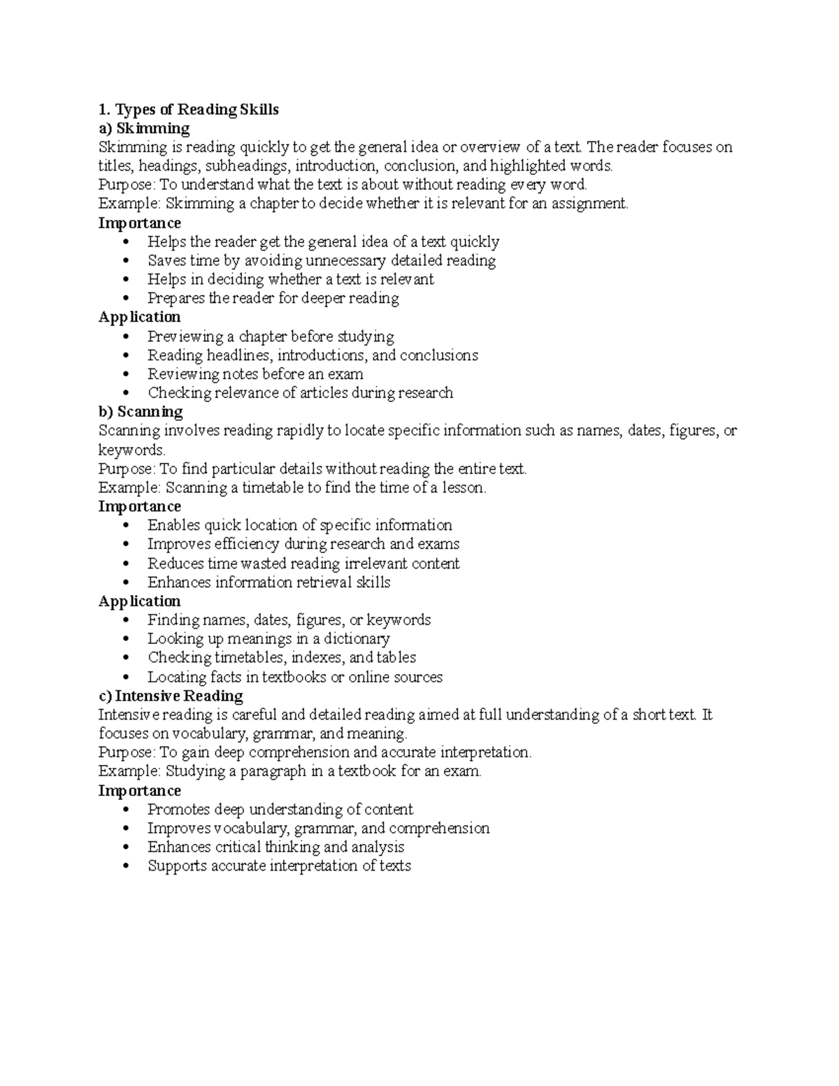 Reading Skills Overview: Skimming, Scanning, Intensive & Extensive ...