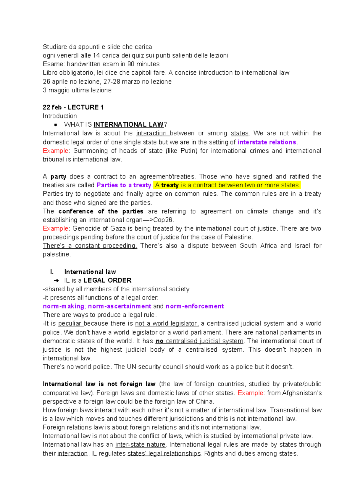 International Law - Lecture Notes with Integrated Slides (IL101) - Studocu