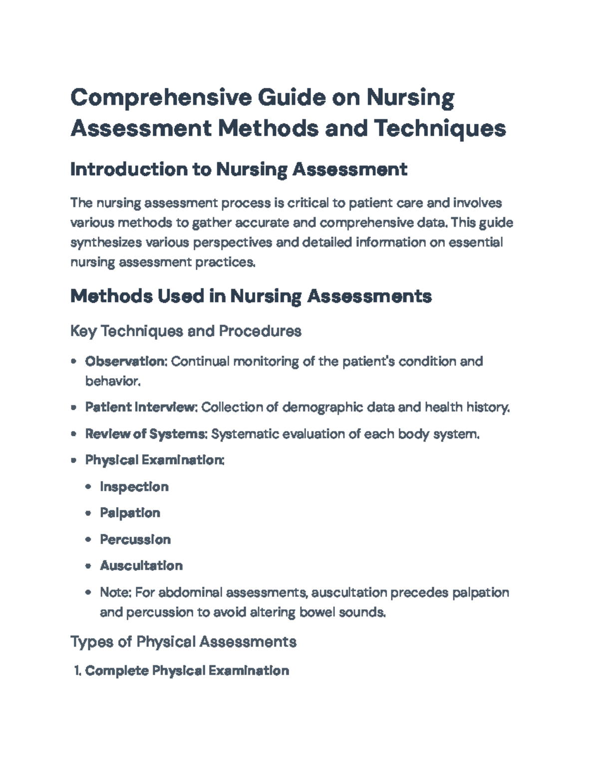 Nursing Assessment Techniques and Methods - Comprehensive Guide ...