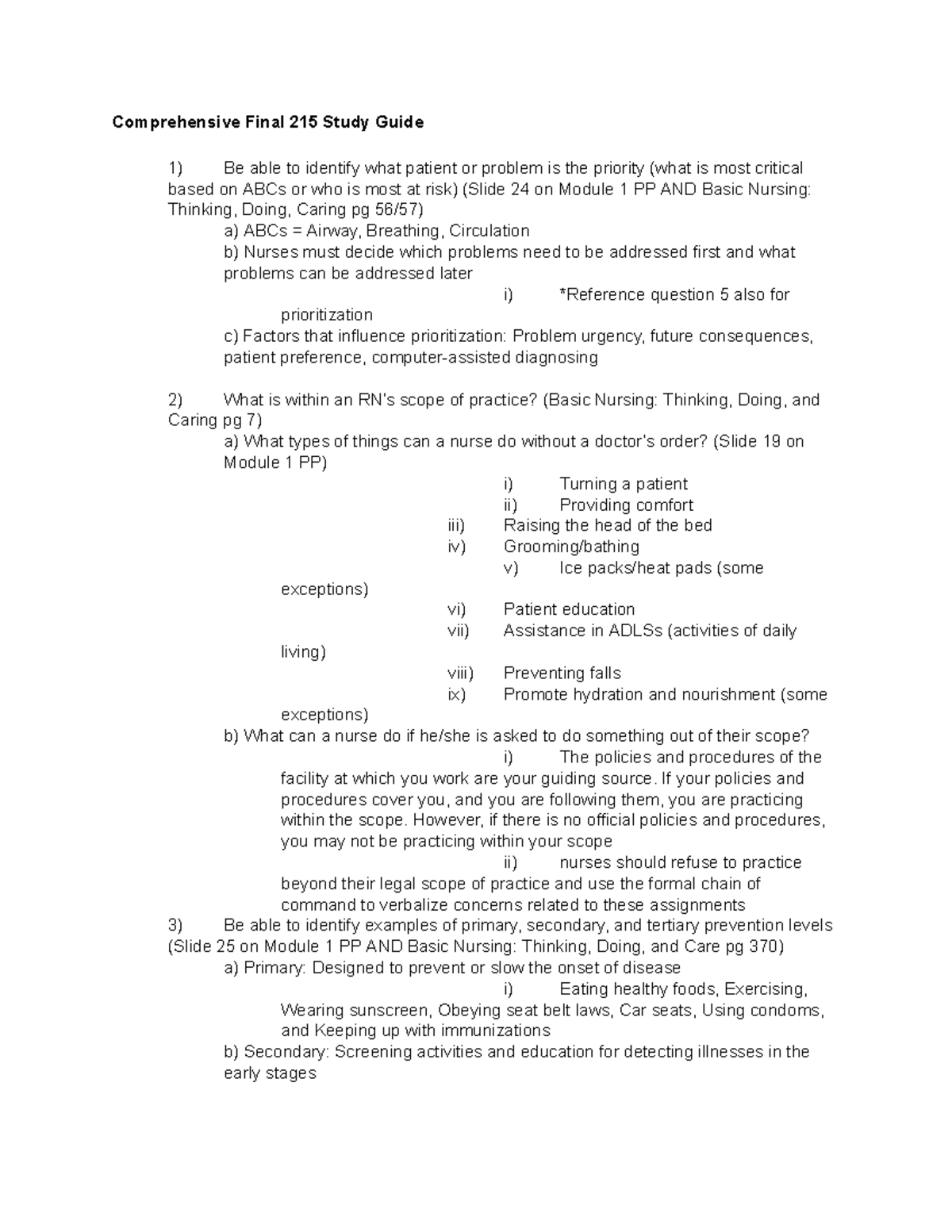 Comprehensive Final 215 Study Guide - If your policies and procedures ...