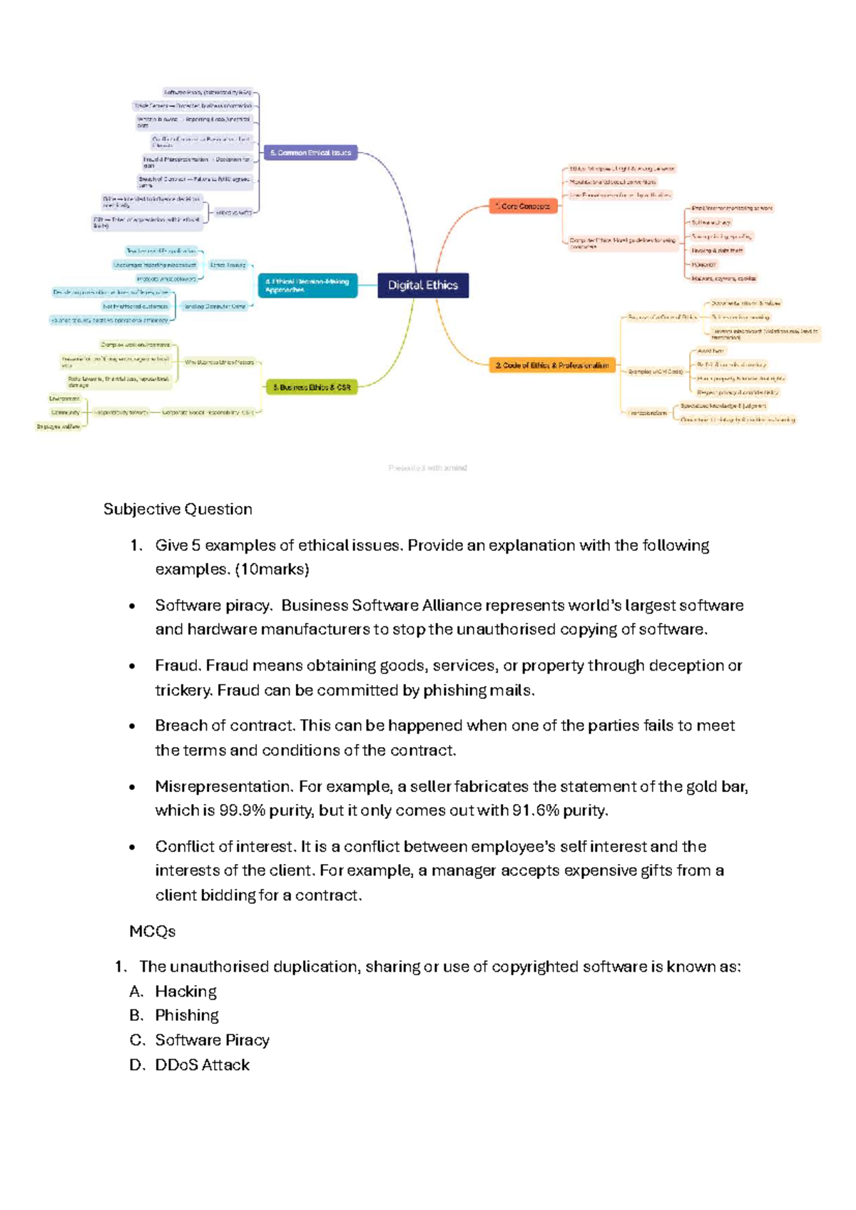 Topic 12 Digital Ethics: Ethical Issues & Examples (10 Marks) - Studocu